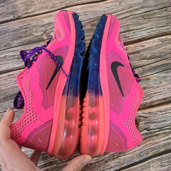 Nike Air Max Women's Bright Pink Running shoes 6Y or 7.5 Women's Leopard Laces - Picture 5 of 8